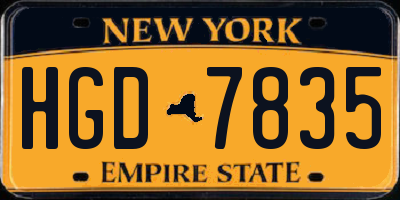 NY license plate HGD7835