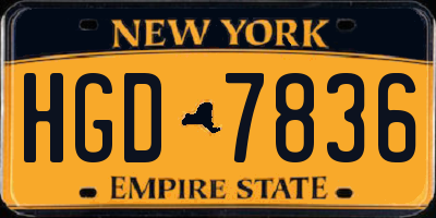 NY license plate HGD7836