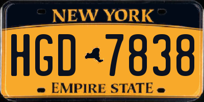 NY license plate HGD7838