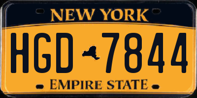 NY license plate HGD7844