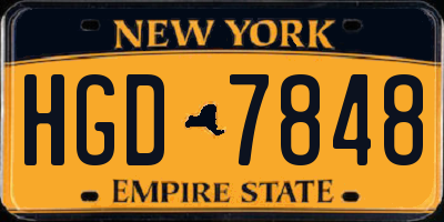 NY license plate HGD7848