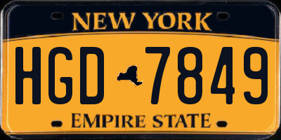 NY license plate HGD7849