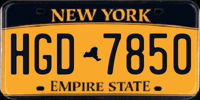 NY license plate HGD7850