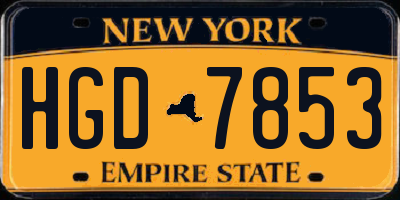 NY license plate HGD7853