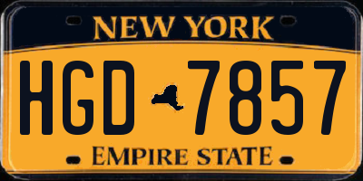 NY license plate HGD7857