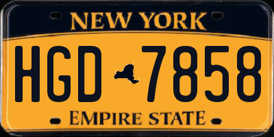NY license plate HGD7858