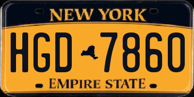 NY license plate HGD7860