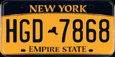 NY license plate HGD7868