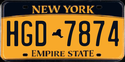 NY license plate HGD7874