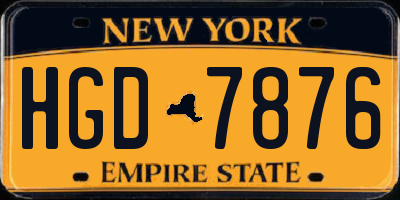 NY license plate HGD7876