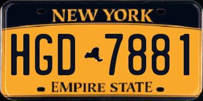 NY license plate HGD7881