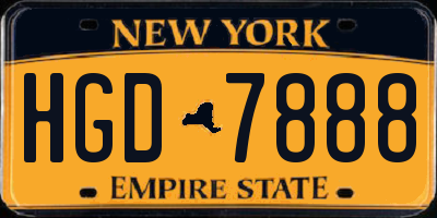 NY license plate HGD7888