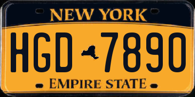 NY license plate HGD7890
