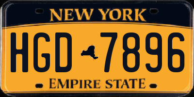 NY license plate HGD7896