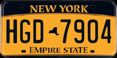 NY license plate HGD7904
