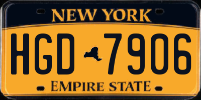 NY license plate HGD7906