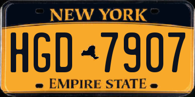 NY license plate HGD7907