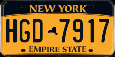 NY license plate HGD7917