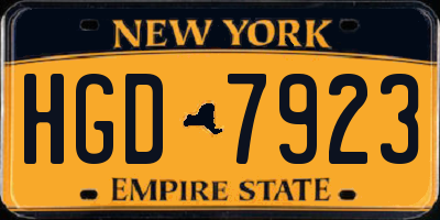 NY license plate HGD7923