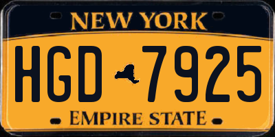 NY license plate HGD7925
