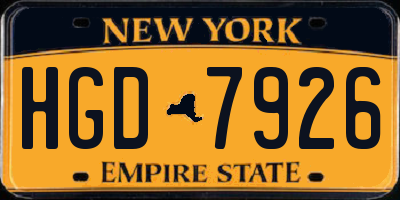 NY license plate HGD7926