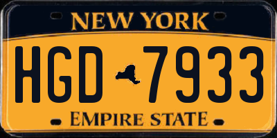 NY license plate HGD7933
