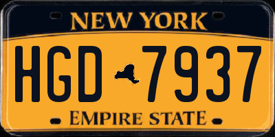 NY license plate HGD7937