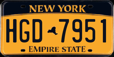 NY license plate HGD7951