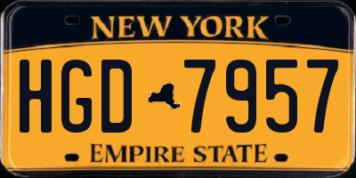 NY license plate HGD7957