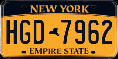 NY license plate HGD7962