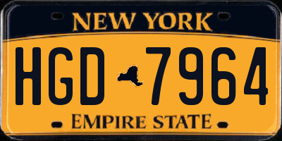 NY license plate HGD7964