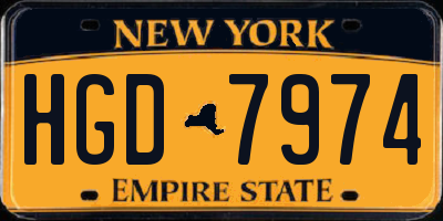 NY license plate HGD7974