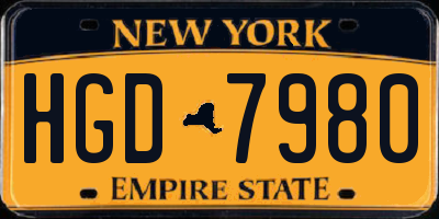 NY license plate HGD7980