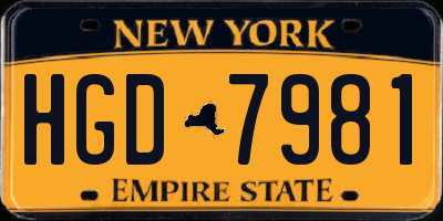 NY license plate HGD7981