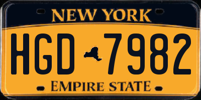 NY license plate HGD7982