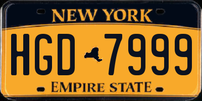NY license plate HGD7999