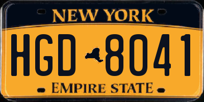 NY license plate HGD8041