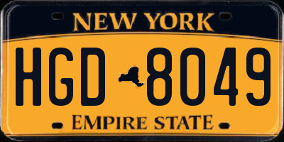 NY license plate HGD8049