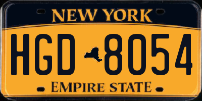 NY license plate HGD8054