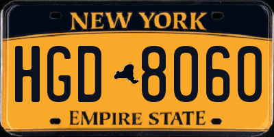 NY license plate HGD8060