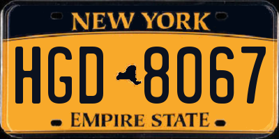 NY license plate HGD8067