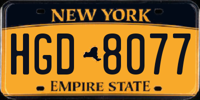 NY license plate HGD8077