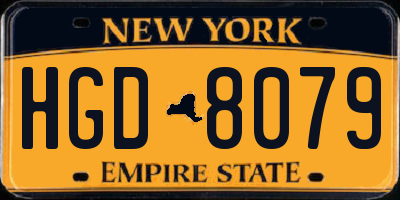 NY license plate HGD8079