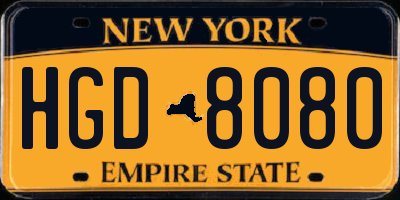 NY license plate HGD8080