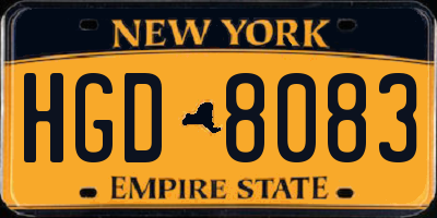 NY license plate HGD8083