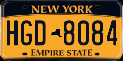 NY license plate HGD8084