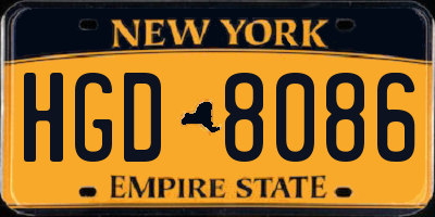 NY license plate HGD8086