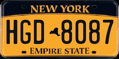 NY license plate HGD8087
