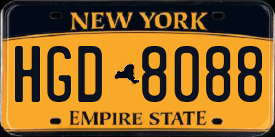 NY license plate HGD8088
