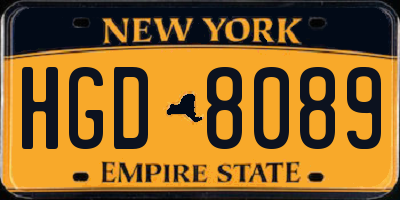 NY license plate HGD8089